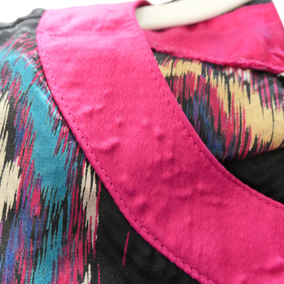 Vintage Robbie Bee Midi Dress Womens 7 or 8 Black Pink Paisly Artsy Shoulder Pad - Picture 9 of 14